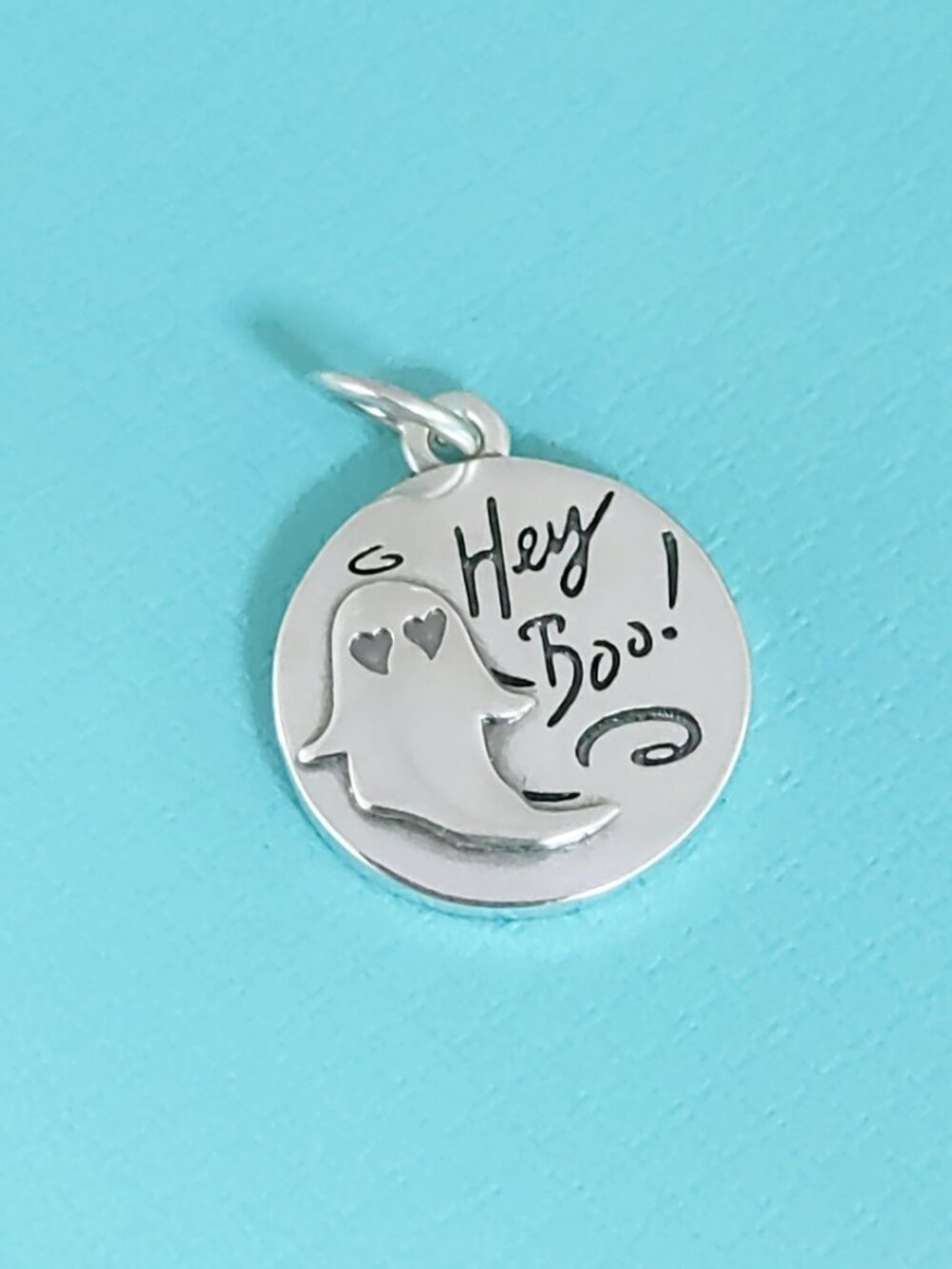 James Avery Hey Boo! Charm Sterling Silver Round Pendant with box